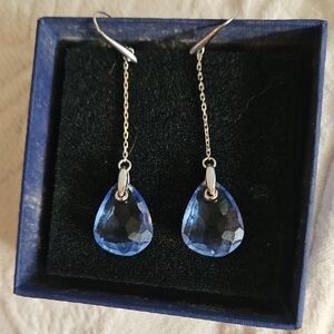 Swarovski Silver and Blue Drop Earrings